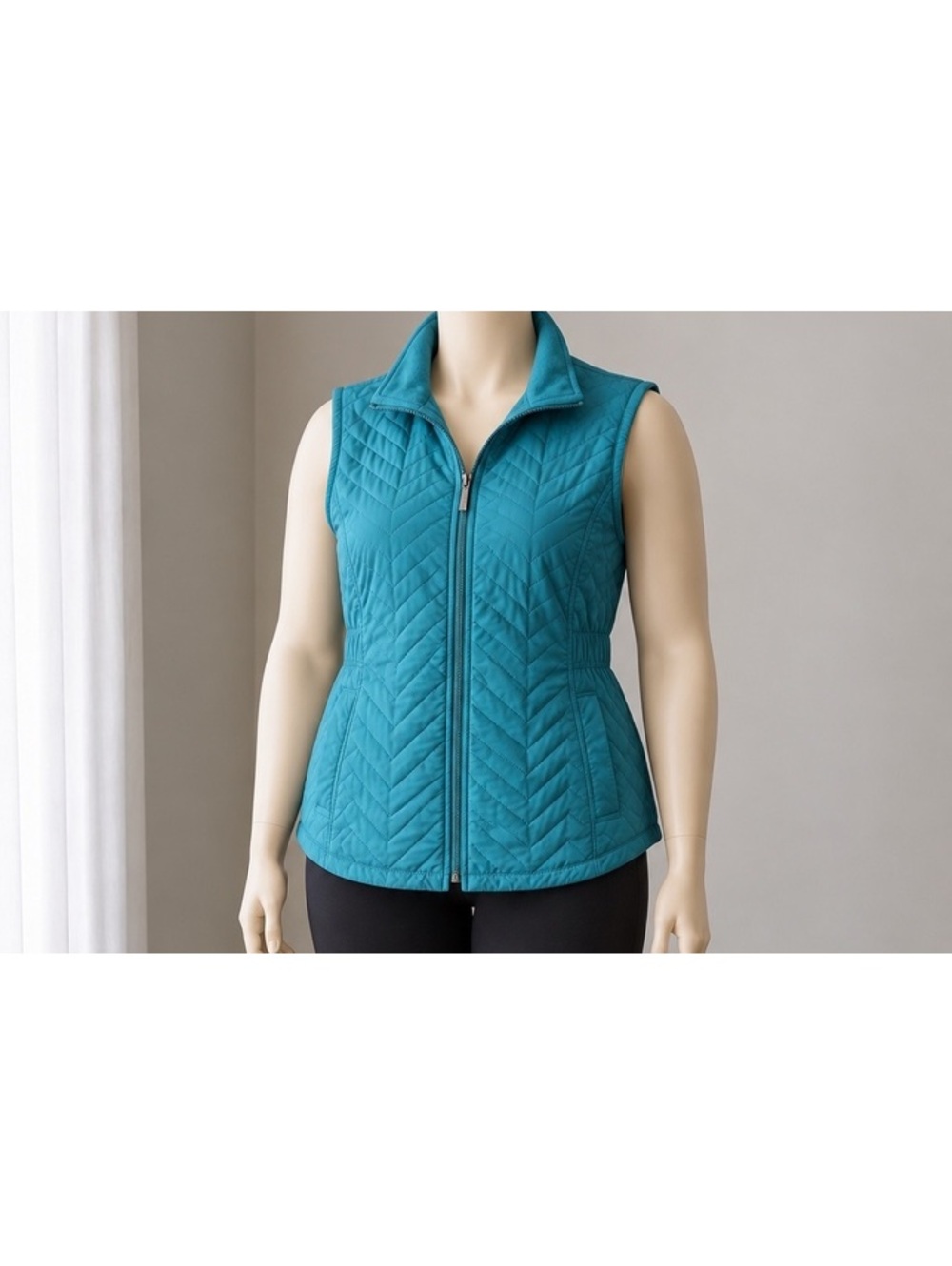 Blue Mountain Women’s 1X Teal Quilted Fleece Lined Vest Full Zip Outdoor